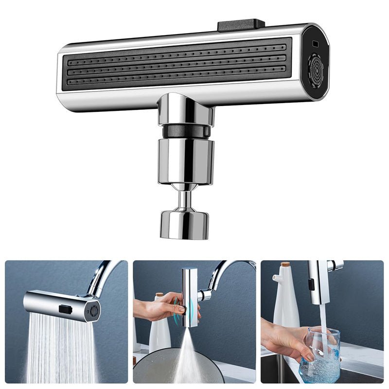 360° Rotating Waterfall Faucet Nozzle – Multi‑Function Splash‑Proof Kitchen Tap Extension