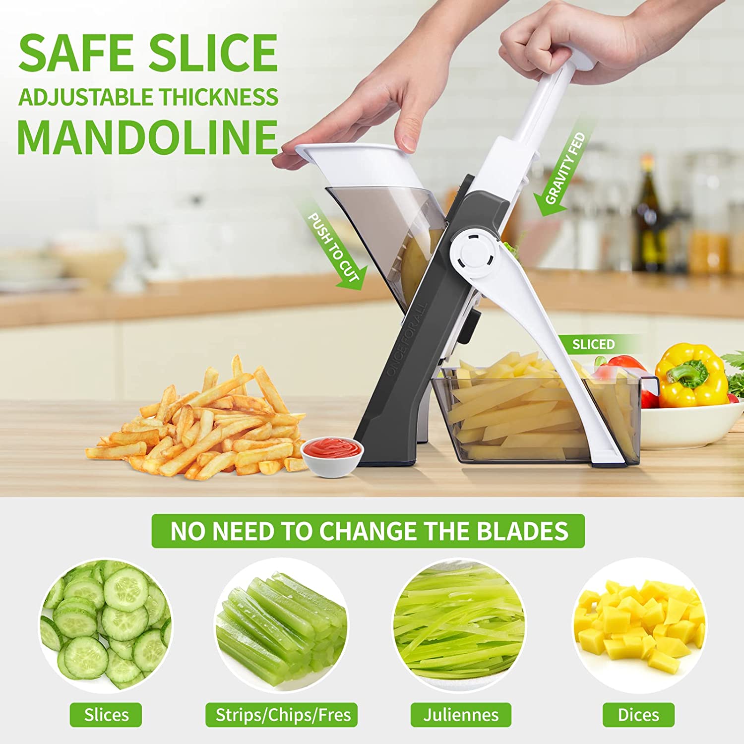 Ultimate Manual Vegetable Cutter – 8-in-1 Adjustable Slicer