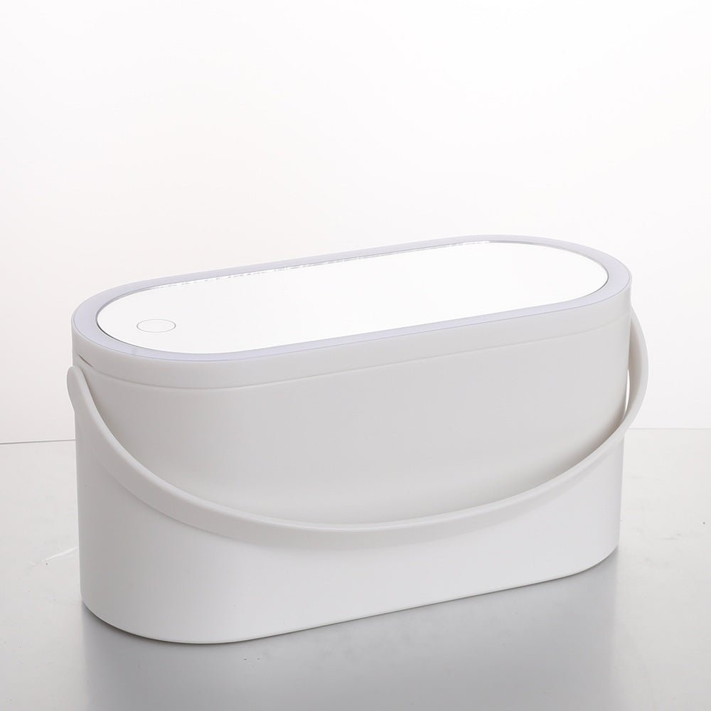 LED Makeup Mirror Storage Box – Portable Travel Organizer with Built‑In Light